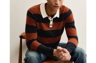 Only & Sons Orange Relaxed Striped Knit Polo Top