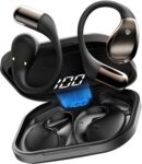 Open-Ear Headphones, Bluetooth 6.0 Wireless Earbuds Powerful Sound, 40H Open Ear Earbuds with Mic, Adjustable Ear Hooks, Ultra-Comfort, IPX7 Waterproof Earphones for Workouts/Running, Black