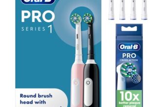 Oral-B Pro 1 Black Pink Toothbrush Duo plus 4 Heads