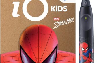 Oral-B iO Kids Marvel Spiderman Electric Toothbrush, 1 Toothbrush Head, 1 Travel Case, 3 Modes with Kid-Friendly Sensitive Mode, 2-Min Music Timer, for Ages 6