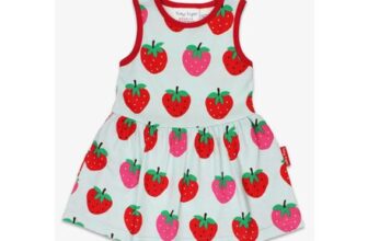 Organic Strawberry Print Summer Dress