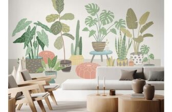 Origin Murals Houseplant Pots Grey Wall Mural