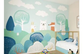 Origin Murals Woodland Friends Blue Wall Mural
