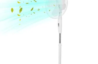 Oscillating Pedestal Fan 16, White, 3 Blades, 3 Speeds – With Code – Sold by OJs Discount