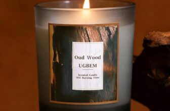 Oud Wood Scented Candle, Soy Candle with 50-Hour Long Burning Time Natural Scented Candles for Men and Women
