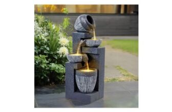 Outdoor LED Water Fountain Rockery Decor with Pump Solar Power