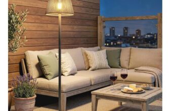 Outdoor Solar Floor Lamp, Rechargeable Floor Lamp, Black