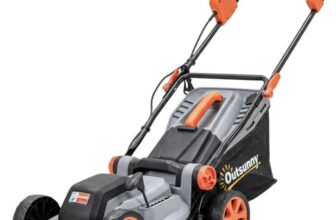 Outsunny 18V Cordless Lawnmower with 2 x 4Ah Batteries, Battery Lawn Mower with 34cm Cutting Width, Mulching Feature with code