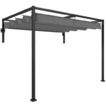 Outsunny 2 x 3(m) Wall Mounted Pergola with Retractable Roof, Dark Grey sold by Outsunny w/ code