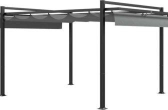 Outsunny 3 x 4m Aluminium Pergola with Retractable Roof Canopy