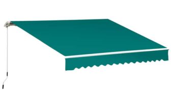 Outsunny 3.5 x 2.5 m Garden Patio Manual Awning Canopy Sun Shade Shelter with Winding Handle – Green