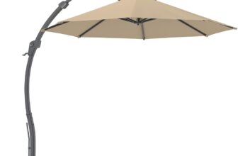 Outsunny 3(m) Garden Cantilever Parasol, Round Overhanging Umbrella with Crank Handle, Cross Base, Aluminium Frame and 360 Rotation, Banana Patio Umbrella for Outdoor Sun Shade