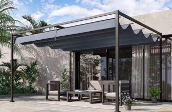 Outsunny 4 x 3m Metal Pergola Gazebo Patio Sun Shelter Retractable Canopy Grey (with code) – sold by Outsunny (UK Mainland)