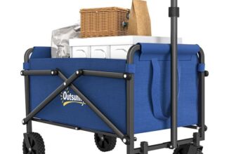 Outsunny 41L Festival Trolley, 60kg Heavy Duty Folding Trolley Cart, Blue – W/Code