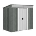 Outsunny 6.5x4ft Galvanised Metal Shed with Foundation Kit
