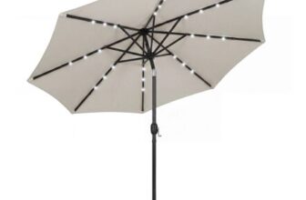 Outsunny Garden Parasol with LED Light Grey