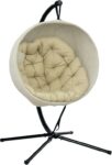 Outsunny Hanging Egg Chair Outdoor Indoor Garden Swing Chair with Folding Basket