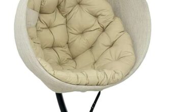 Outsunny Hanging Egg Chair Outdoor Indoor Garden Swing Chair with Folding Basket