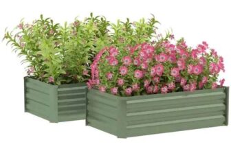 Outsunny Set Of 2 Galvanised Raised Garden Bed, Green (Free Delivery w/Code)