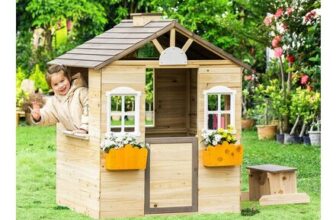 Outsunny Wooden Kids Playhouse,