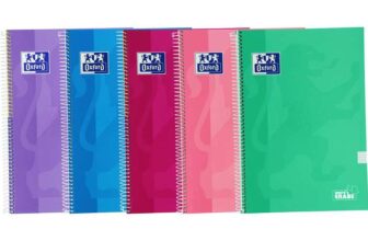 Oxford A4 Notebooks (Folio) Grid 4×4, Extra Cover, 80 Sheets, 5 Pack, Trending Colours (400160828)