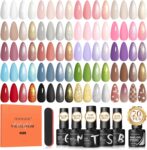 PEACECOLOR 25PCS Gel Nail Polish Set, Green Brown White Gel Polish Starter Kit with Base Coat and Glitter Matte & Glossy Top Coat Nail Art Set DIY Home Gifts for Women