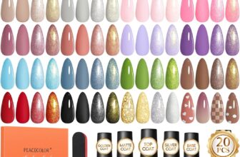 PEACECOLOR 25PCS Gel Nail Polish Set, Green Brown White Gel Polish Starter Kit with Base Coat and Glitter Matte & Glossy Top Coat Nail Art Set DIY Home Gifts for Women