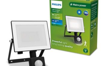 PHILIPS Lois Outdoor Floodlight with Sensor, 20 W, 5000 K, Black