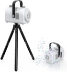 PHNIXGAM Bubble Machine Large Capacity, Automatic Kids Bubble Blower with 10 Holes 2 Speeds 17oz Capacity, Rechargeable Portable Bubble Toy with Tripod for Indoor, Outdoor, Birthday, Parties (White)