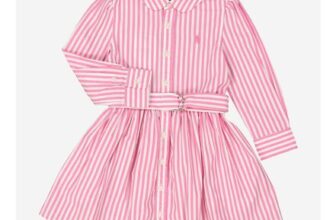 POLO RALPH LAUREN Pink & White Stripe Shirt Dress