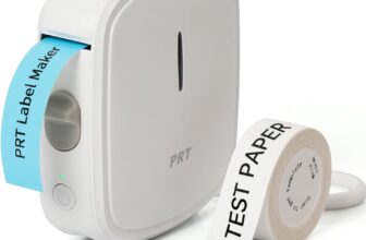 PRT Label Maker Machine with Tape, Portable Bluetooth Label Printer, Handheld Sticker Maker with Multiple Templates for Home, School, Office Organization, Waterproof Storage Barcode Label- White