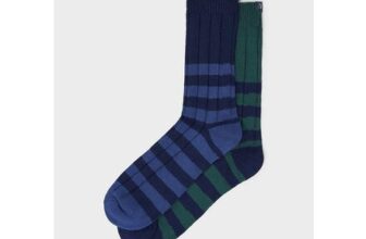 Pack Two Tone Stripe Rugby Socks in Green and Blue