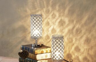 Pack of 2 Surpars House Crystal Table Lamp with Double USB Charging Port, On/Off Switch on Base,Bedside Lamp Nightstand Lamp for Bedroom, Living Room