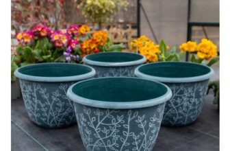 Pack of Four – Large Green & White Serenity Planters (30cm)