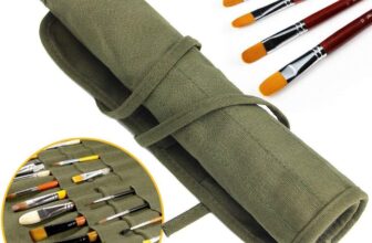 Paint Brush Holder, 22 Slots Storage for Acrylic Oil Watercolor Gouache Artist Paint Brush Roll Canvas Pouch, Army Green