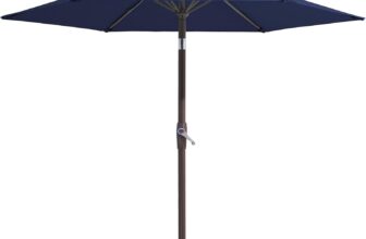 Palawano 2.26m Garden Parasol with 6 Sturdy Ribs, Push Button Tilt/Crank Garden Umbrella, Outdoor Umbrella for Garden, Deck, Backyard, Pool and Beach, Navy Blue