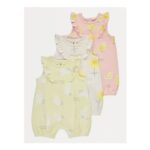 Pastel Easter Frill Shoulder Rompers 3 Pack