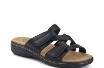 Pavers Wide Fit Fully Adjustable Mules – Black