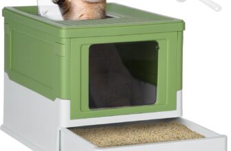 PawHut Hooded Cat Litter Box, Pet Toilet w/Scoop, Tray – Light Green