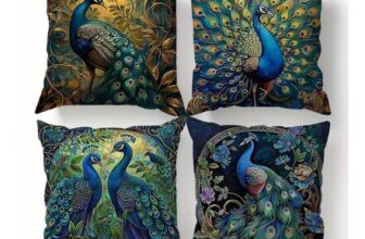 Peacock Cushion Covers, 4 Pack, 45x45cm, Plush, Animal Print
