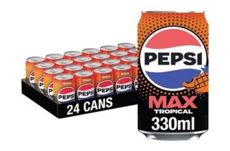Pepsi Max Tropical 330ml Cans (24 Pack)