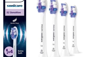 Philips Sonicare S2 Sensitive, Genuine Replacement Toothbrush Heads, White, 4 Pack, HX6054/87