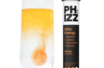 Phizz Daily Energy Electrolyte Tablets, Orange, 75mg Caffeine, 20-Pack