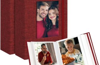 Photo Album 6 x 4,Slip-in Picture Albums,Linen Hardcover Picture Albums for Family Anniversary Baby Wedding 52 Pockets 2 Pack Red