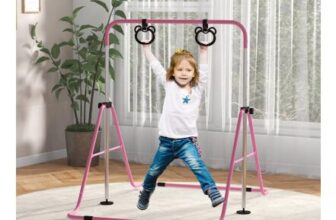 Pink HOMCOM Kids Gymnastics Bar