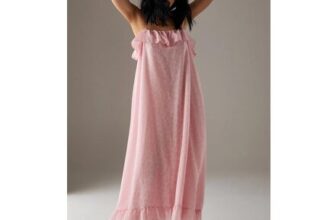 Pink Warehouse Rose Organza Strappy Frill Midi Sundress