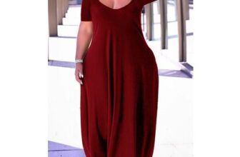 Plus Size Burgundy Short Sleeve Maxi Dress