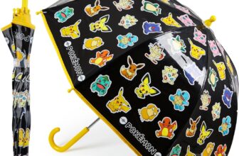 Pokemon Stick Umbrella for Kids Pikachu Folding Dome Umbrella Lightweight Design for School Travel Anime Gifts for Kids