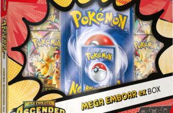 Pokémon TCG: Mega EvolutionAscended Heroes Mega Emboar ex Box (1 Foil Promo Card, 1 Oversize Lenticular Card & 4 Booster Packs) Invitation