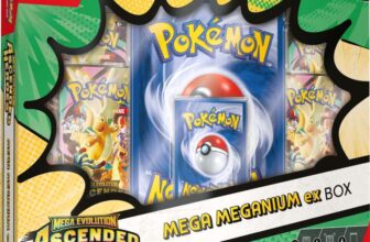 Pokémon TCG: Mega EvolutionAscended Heroes Mega Meganium ex Box (1 Foil Promo Card, 1 Oversize Lenticular Card & 4 Booster Pack) Invitation